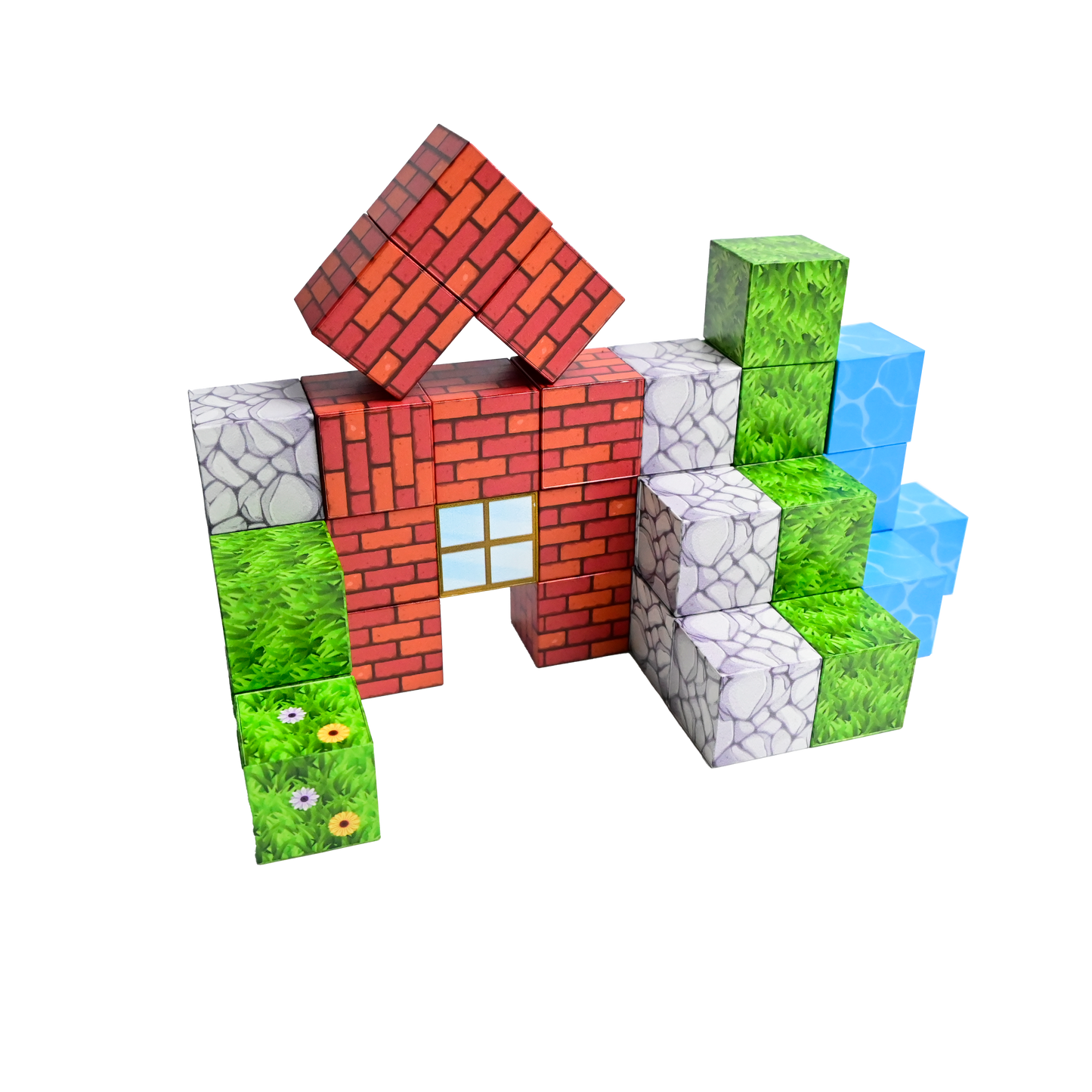 Magnaminds Cubes Natuur - 108 stuks