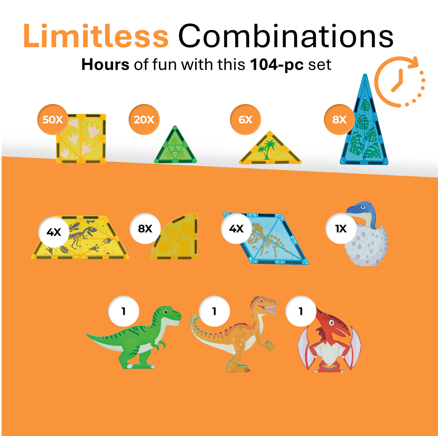 Magnaminds Dino - 104 stuks