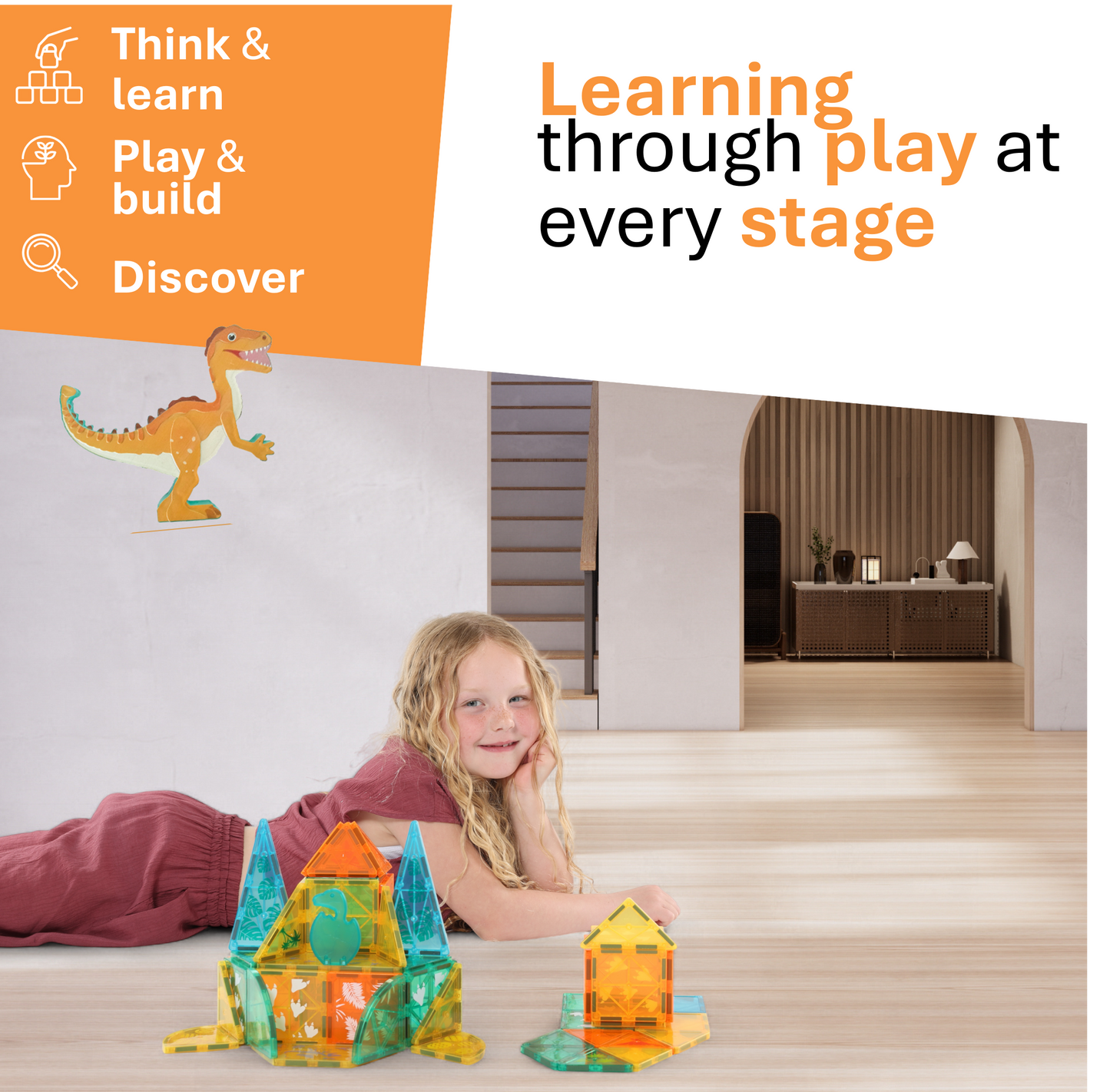 Magnaminds Dino - 104 stuks