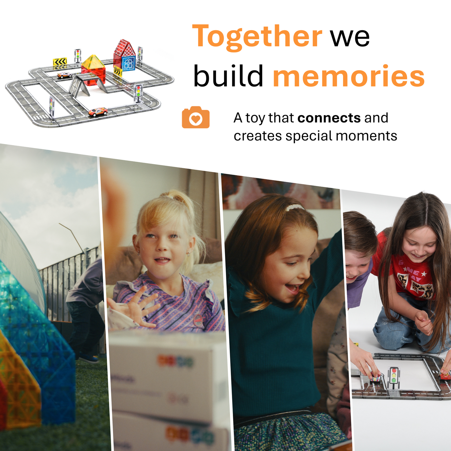 Magnaminds wegenset met auto's - 78 stuks